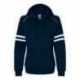 J America 8645 Women's Varsity Fleece Piped Hooded Sweatshirt