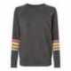 MV Sport W23152 Women's Striped Sleeves Crewneck Sweatshirt