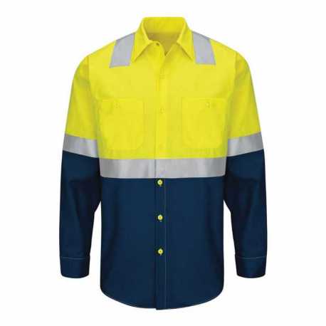 Red Kap SY14T Enhanced & Hi-Visibility Long Sleeve Work Shirt - Tall Sizes
