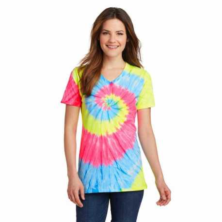 Port & Company LPC147V Ladies Tie-Dye V-Neck Tee