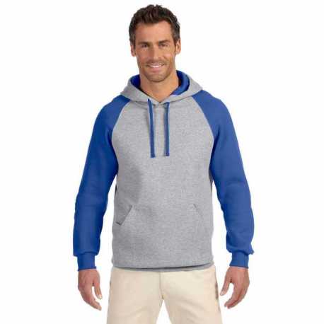 Jerzees 96CR Adult NuBlend Colorblock Raglan Pullover Hooded Sweatshirt