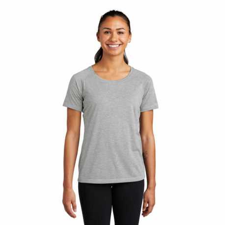Sport-Tek LST400 Ladies PosiCharge Tri-Blend Wicking Scoop Neck Raglan Tee