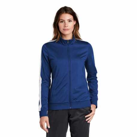 Sport-Tek LST94 Ladies Tricot Sleeve Stripe Track Jacket
