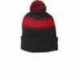 Sport-Tek STC28 Stripe Pom Pom Beanie