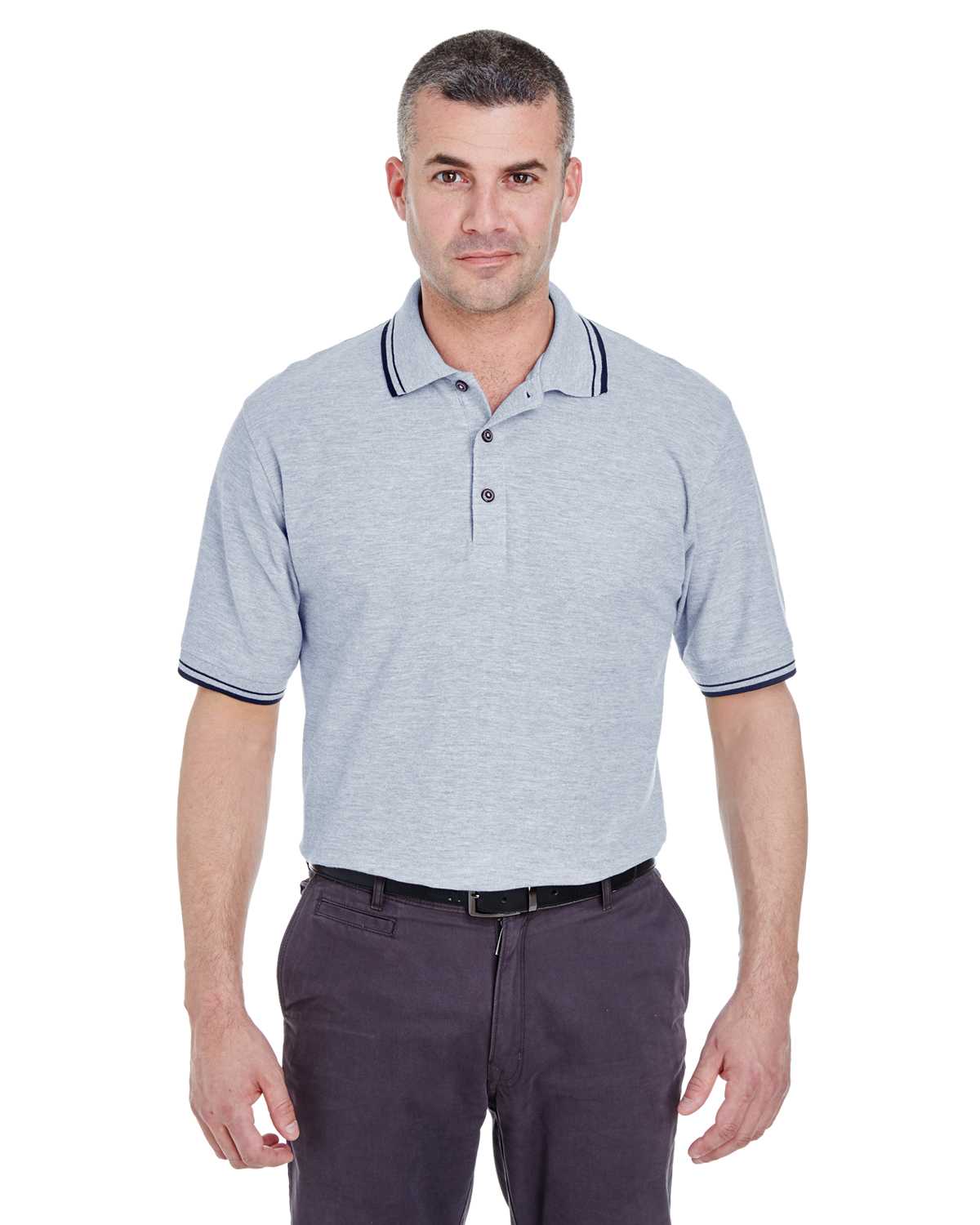 UltraClub 8545 Men's Short-Sleeve Whisper Pique Polo with Tipped Collar ...