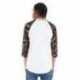 Shaka Wear SHRAGCM Adult Three-Quarter Sleeve Camo Raglan T-Shirt