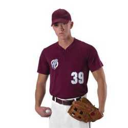 Alleson Athletic 522MMY Youth Baseball Two Button Henley Jersey