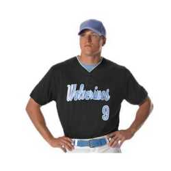 Alleson Athletic 52MTHJ Two Button Mesh Baseball Jersey With Piping