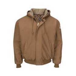 Bulwark JLH6L Insulated Brown Duck Hooded Jacket with Knit Trim - Long Sizes