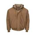 Bulwark JLH6L Insulated Brown Duck Hooded Jacket with Knit Trim - Long Sizes