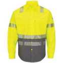 Bulwark SLB4HL Hi-Visibility Color Block Uniform Shirt - EXCEL FR ComforTouch - 7 oz. - Long Sizes