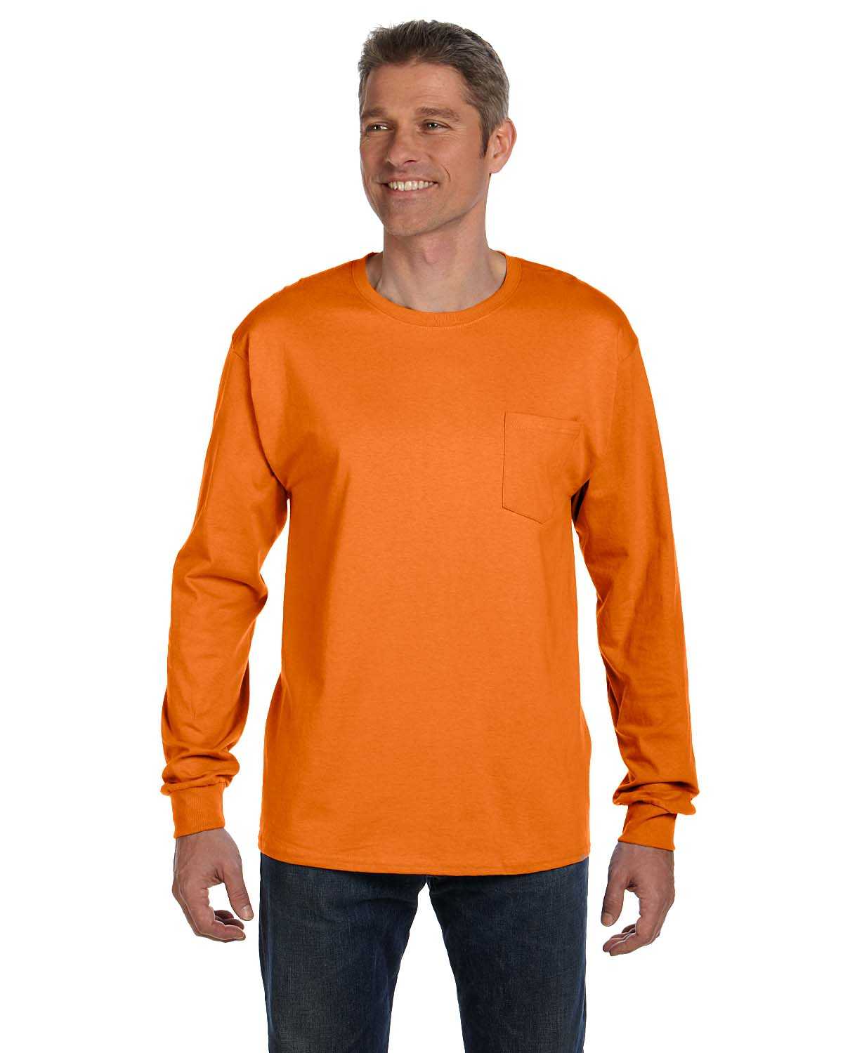 Hanes 5596 Men's 6.1 oz. Tagless Long-Sleeve Pocket T-Shirt ...