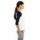 Bella + Canvas B2000 Ladies Baby Rib Three-QuarterSleeve Contrast Raglan T-Shirt