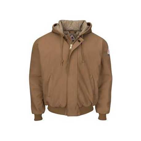 Bulwark JLH6 Insulated Brown Duck Hooded Jacket with Knit Trim