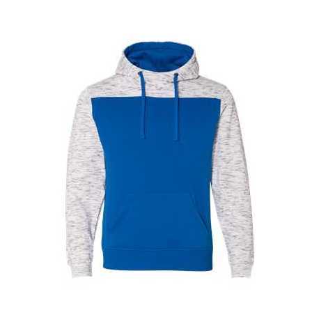 J. America 8676 Melange Fleece Colorblocked Hooded Sweatshirt