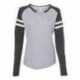 LAT 3534 Women's Fine Jersey Mash Up Long Sleeve T-Shirt