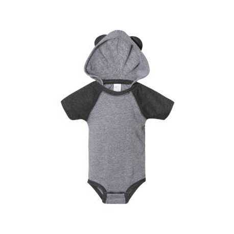 Rabbit Skins 4417 Fine Jersey Infant Short Sleeve Raglan Bodysuit with Hood & Ears
