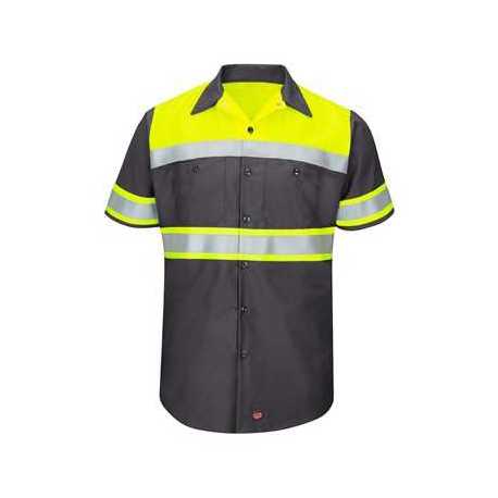 Red Kap SY80 Hi-Visibility Colorblock Ripstop Short Sleeve Work Shirt