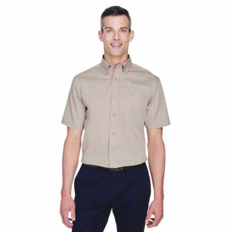 Harriton M500S Men's Easy Blend Short-Sleeve Twill Shirt with Stain-Release