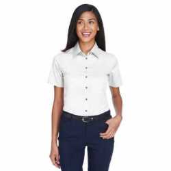 Harriton M500SW Ladies Easy Blend Short-Sleeve Twill Shirt with Stain-Release