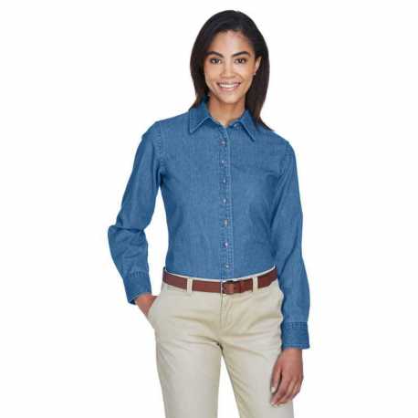 Harriton M550W Ladies Long-Sleeve Denim Shirt