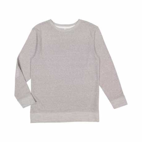 LAT 6965 Adult Harborside Melange French Terry Crewneck with Elbow Patches