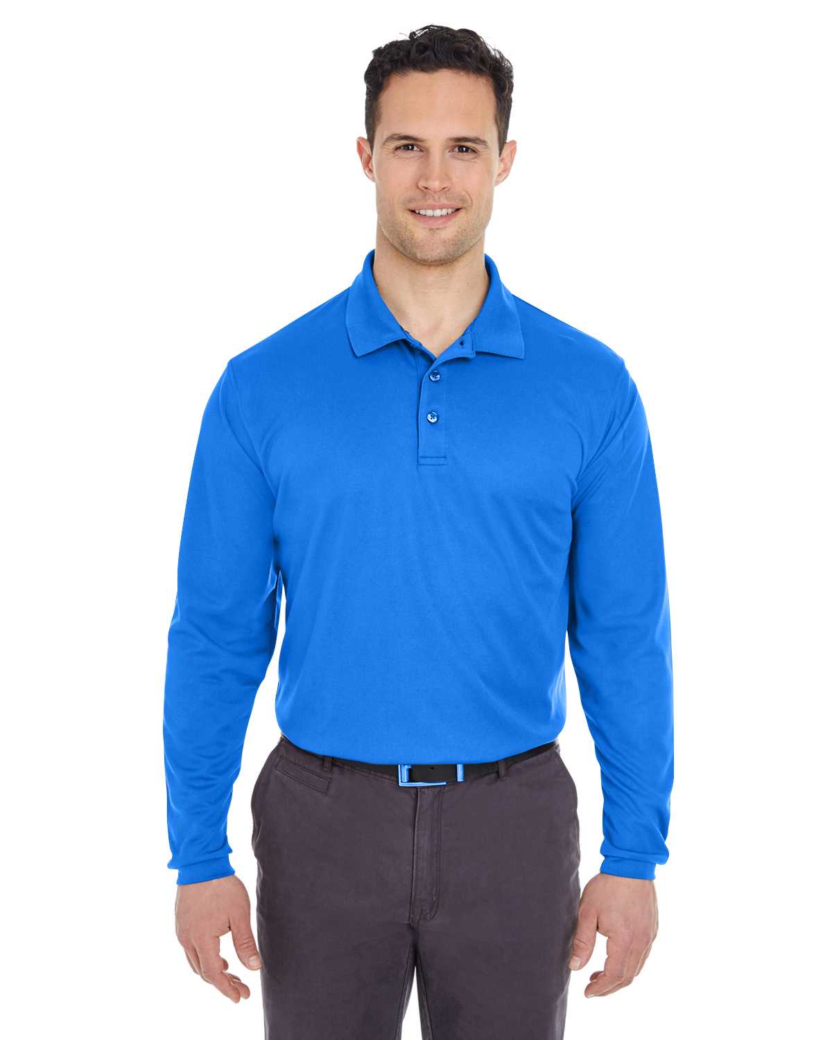 UltraClub 8210LS Adult Cool & Dry Long-Sleeve Mesh Pique Polo ...
