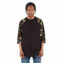 Shaka Wear SHRAGCM Adult 8.9 oz., 3/4-Sleeve Camo Raglan T-Shirt