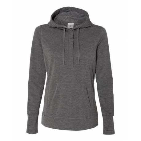 J. America 8431 Women's Omega Stretch Snap-Placket Hooded Pullover