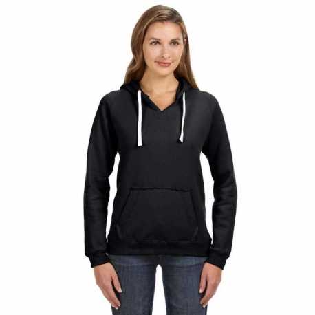 J America JA8836 Ladies Sydney Brushed V-Neck Hooded Sweatshirt