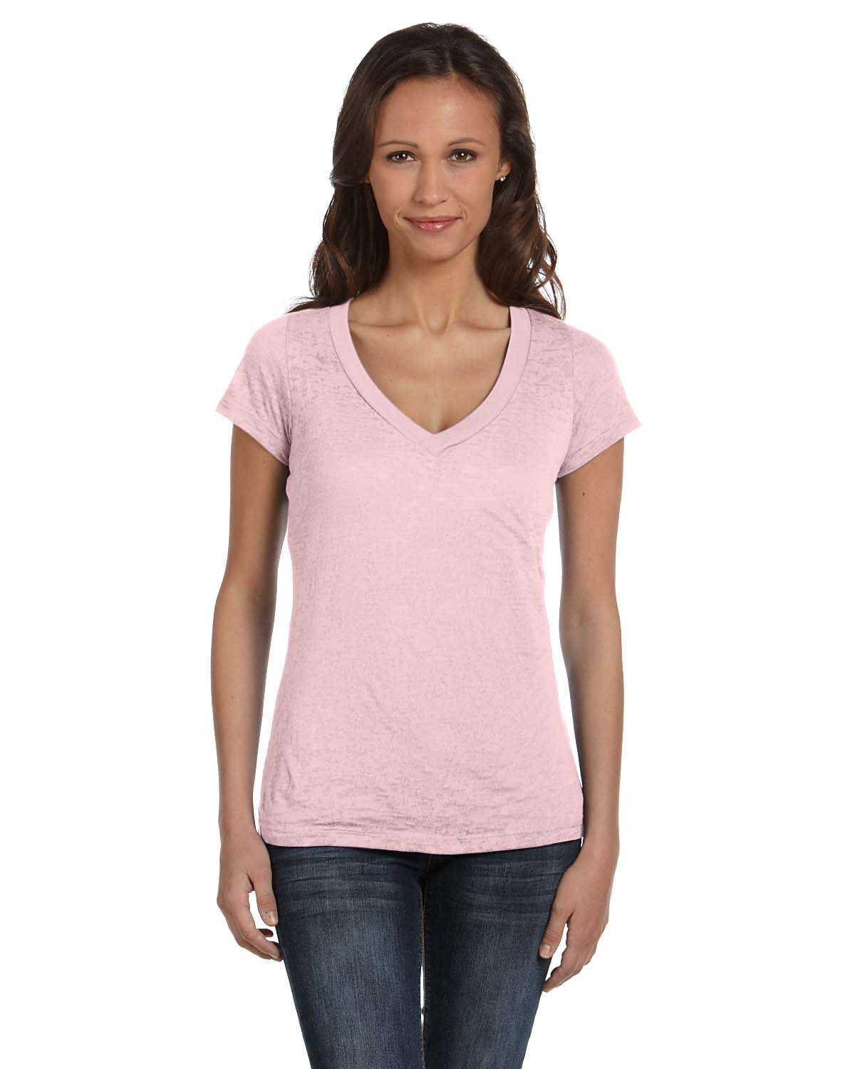Bella + Canvas 8605 Ladies' Burnout Short-Sleeve V-Neck T-Shirt ...