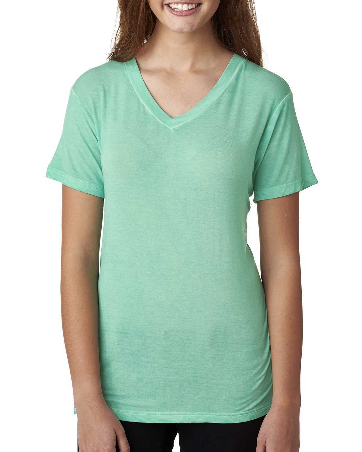 J America JA8132 Ladies' Oasis Wash V-Neck T-Shirt | ApparelChoice.com