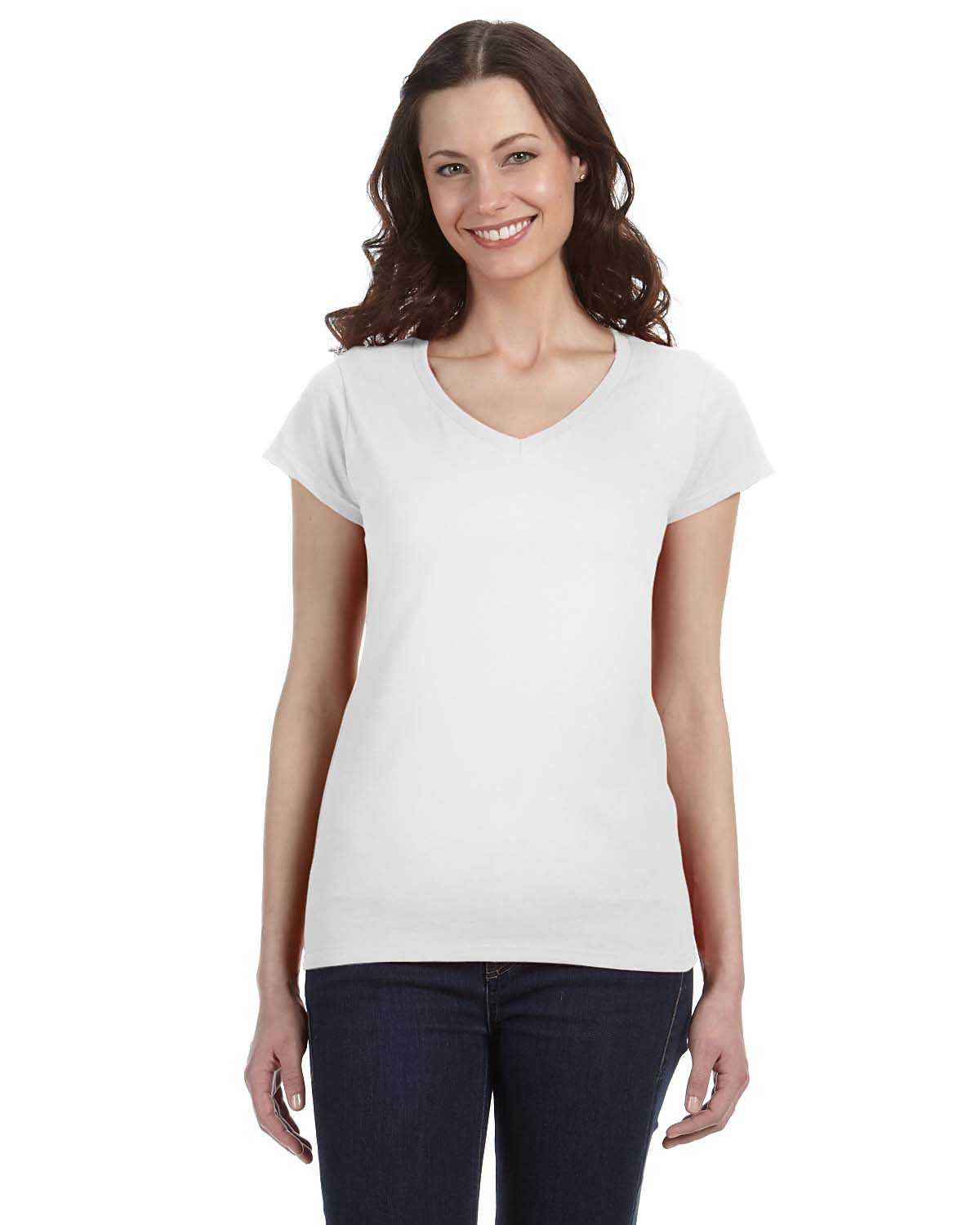 Gildan G64vl Ladies Softstyle 4 5 Oz Fitted V Neck T