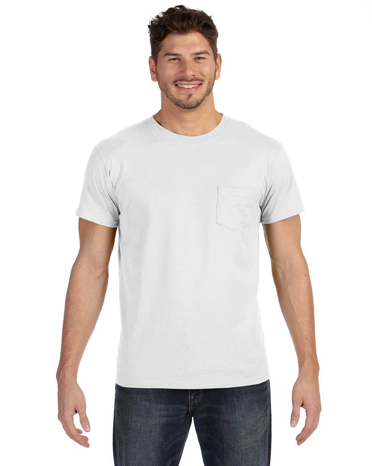 Hanes 498P Men's 4.5 oz., 100% Ringspun Cotton nano-T T-Shirt with ...