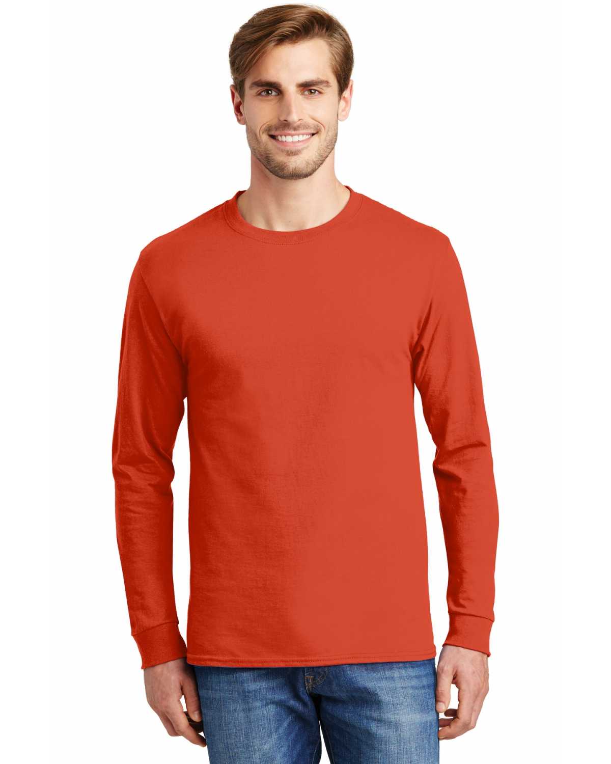 Hanes 5586 Tagless 100% Cotton Long Sleeve T-Shirt on discount ...