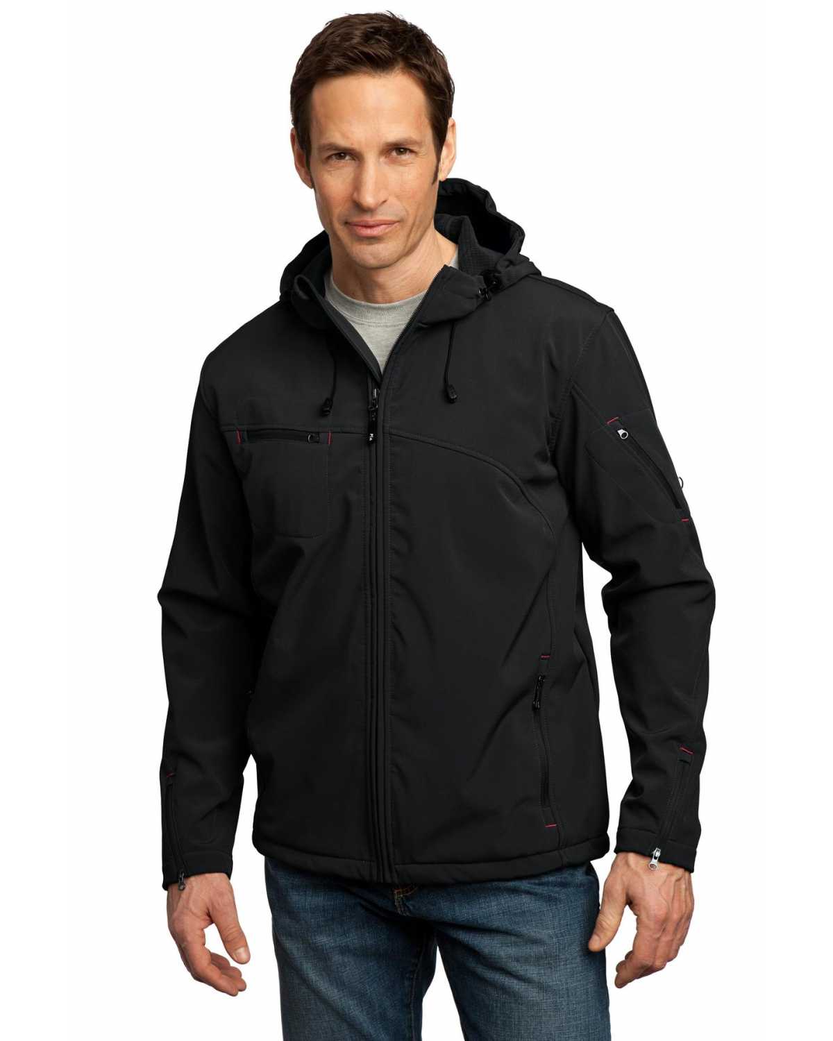 Port Authority J706 Textured Hooded Soft Shell Jacket on discount ...