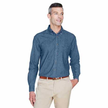 Harriton M550T Men's Tall Long-Sleeve Denim Shirt