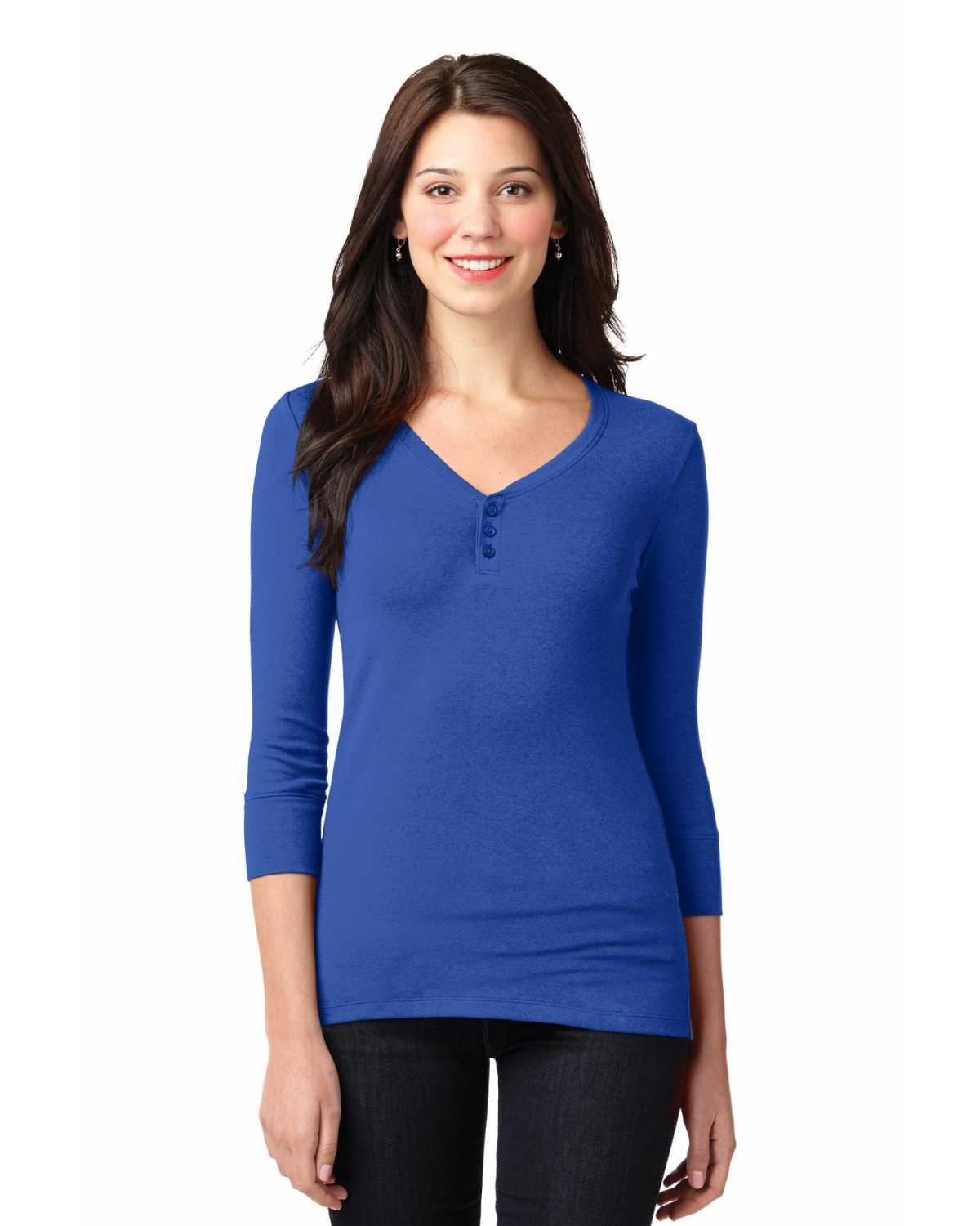 Port Authority LM1007 Ladies Concept Stretch 3/4-Sleeve Scoop Henley on ...
