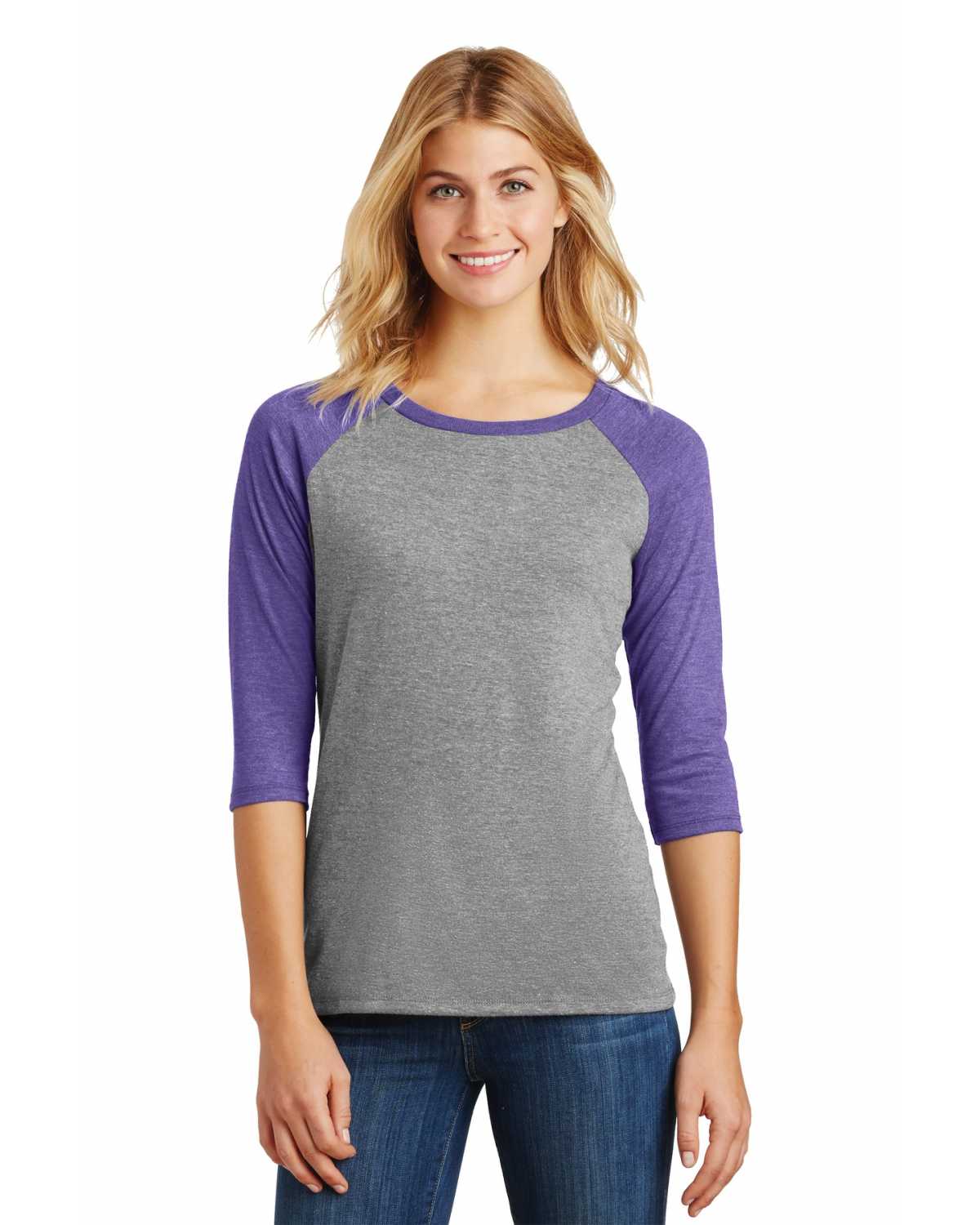 District Made Made DM136L Made Ladies Perfect Tri 3/4-Sleeve Raglan on ...