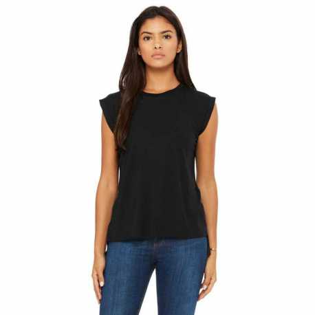 Bella + Canvas 8804 Ladies Flowy Muscle T-Shirt with Rolled Cuff