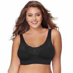 Just My Size 1271 Pure Comfort Wirefree Bra with Lace Trim & Back Close