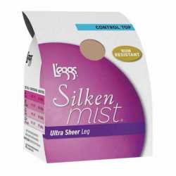 Leggs 20161 Silken Mist Ultra Sheer with Run Resist Technology, Control Top Sheer Toe Pantyhose, 1-Pack
