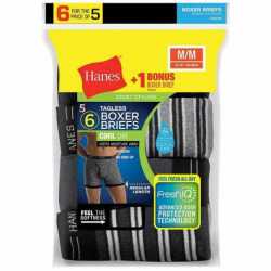 Hanes 7347Z6 Men's FreshIQ ComfortSoft Boxer Briefs 6-Pack (5 + 1 Free Bonus Pack)