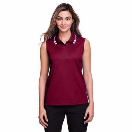 Devon & Jones DG20SW CrownLux Performance Ladies Plaited Tipped Sleeveless Polo