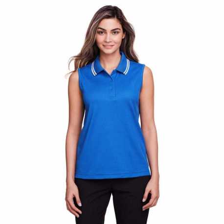 Devon & Jones DG20SW CrownLux Performance Ladies Plaited Tipped Sleeveless Polo