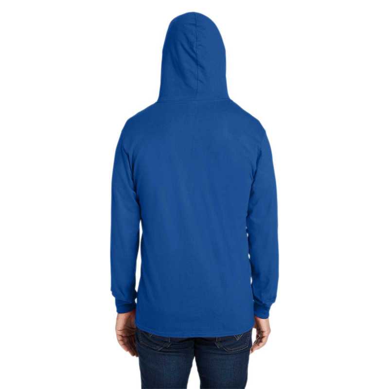 Fruit of The Loom 4930LSH Men s HD Cotton Jersey Hooded T Shirt Royal 3XL