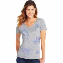 Hanes GT9337 Y07645 Women's Floral Message Short-Sleeve V-Neck Graphic Tee