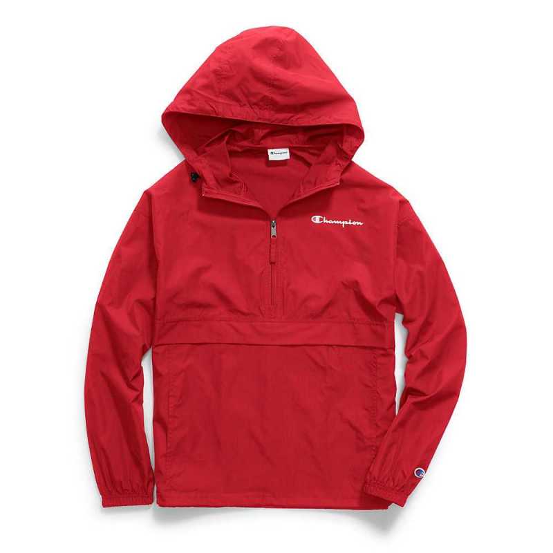 champion packable jacket red
