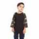 Shaka Wear SHRAGCY Youth Three-Quarter Sleeve Camo Raglan T-Shirt