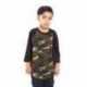 Shaka Wear SHRAGCY Youth Three-Quarter Sleeve Camo Raglan T-Shirt